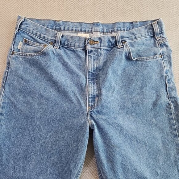 Carhartt Jeans Men's 42x30 Straight Medium Wash Blue Denim EUC B18-STW Classic - Picture 6 of 13